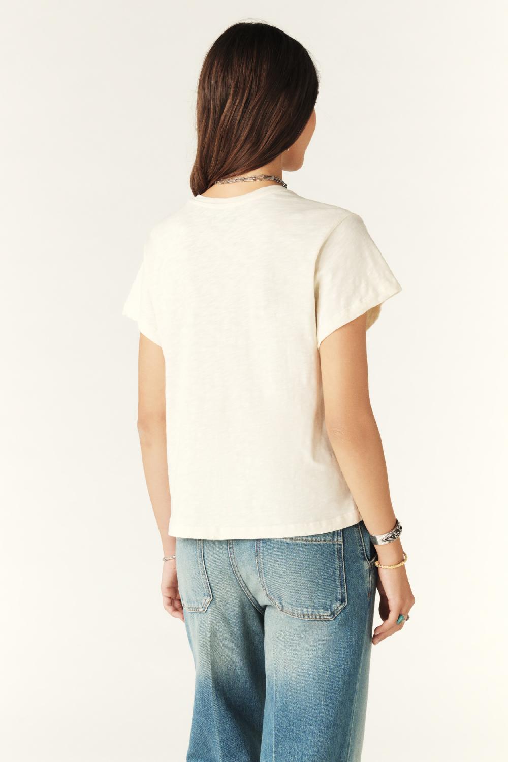 Ba&sh T-Shirt Manches Courtes Vic Blanc Ecru