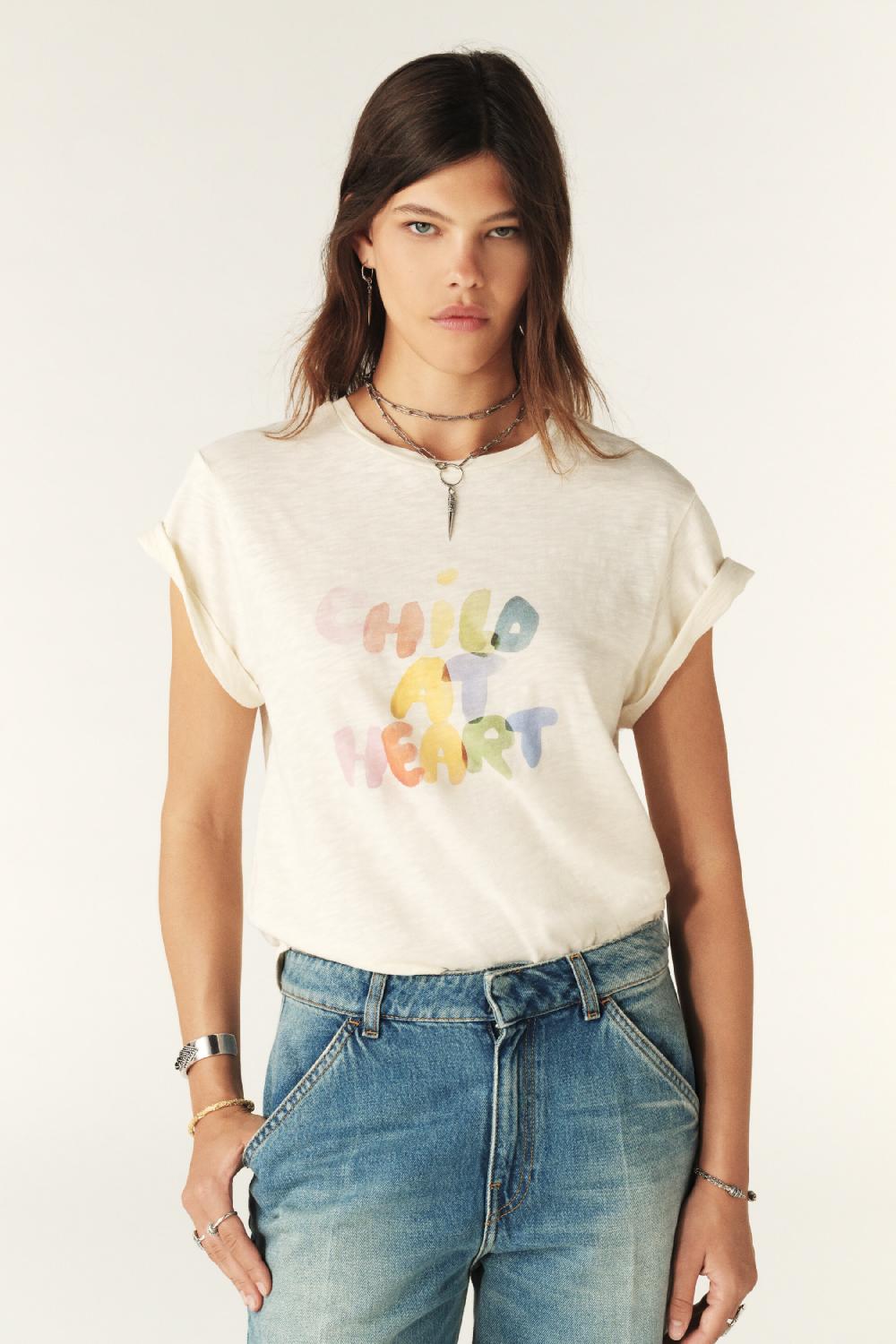 ba&sh T-Shirt Manches Courtes Vic Blanc Ecru