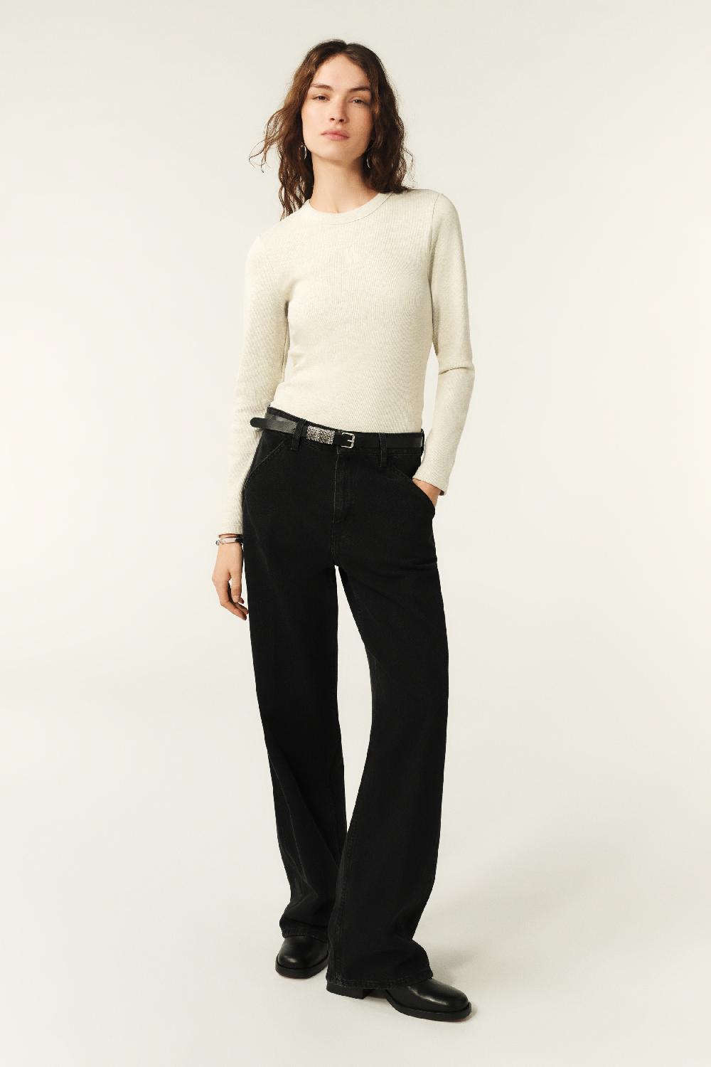 Ba&sh T-Shirt Manches Longues Casta Blanc Ecru