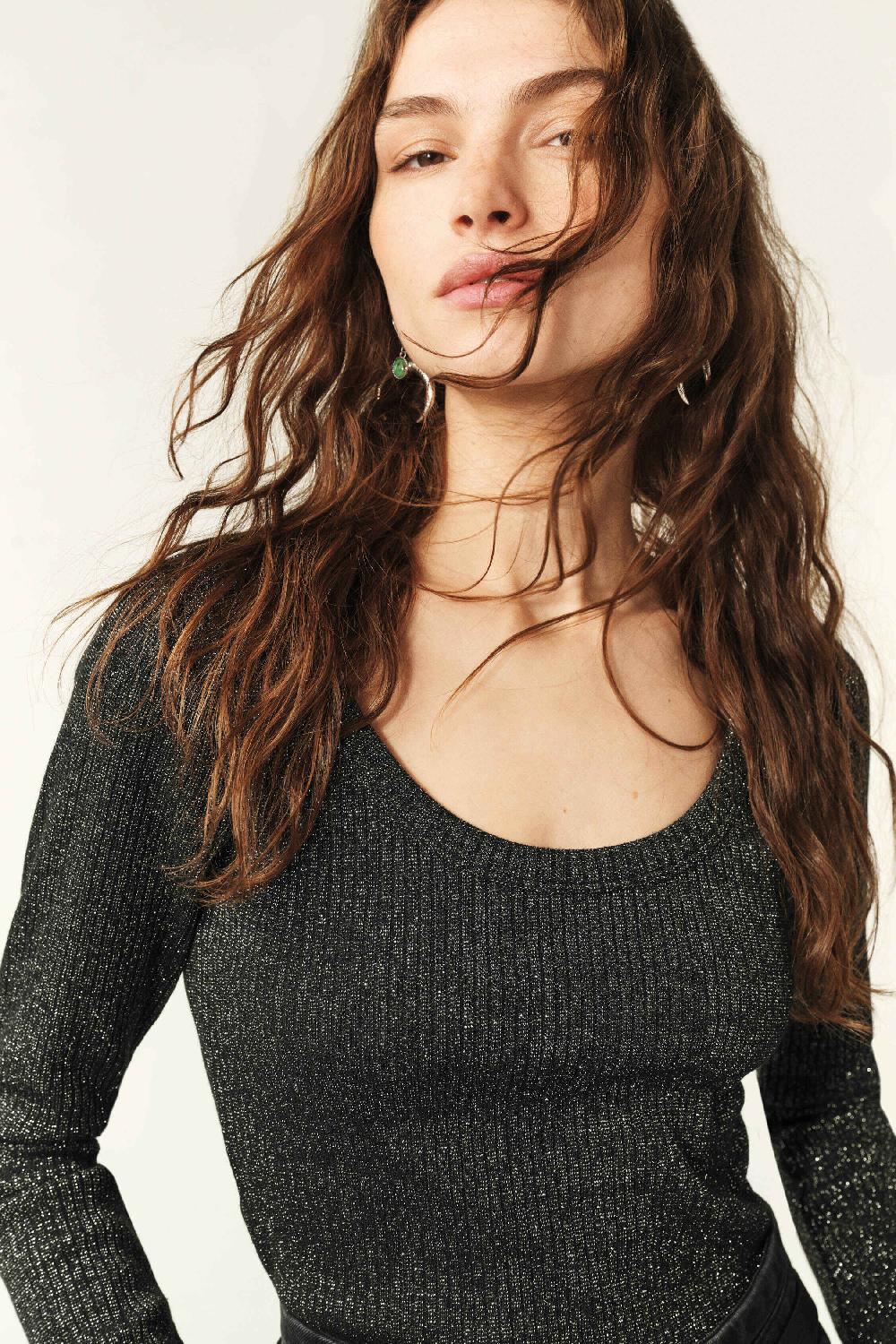 ba&sh T-Shirt Manches Longues Lily Gris