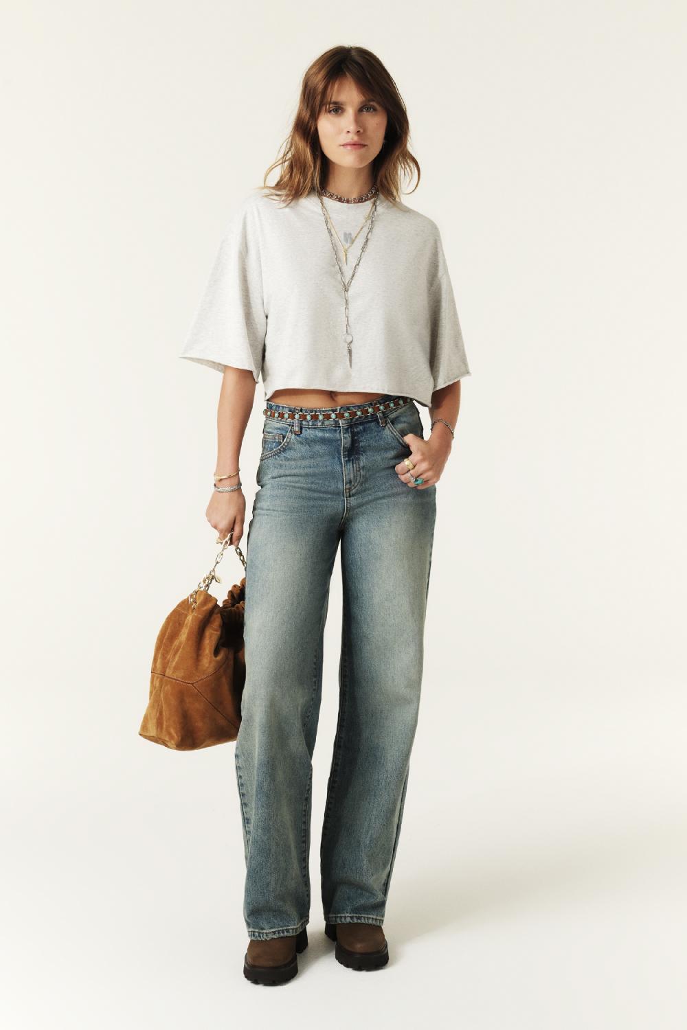 Ba&sh Tee-Shirt Manches Courtes Carla Gris