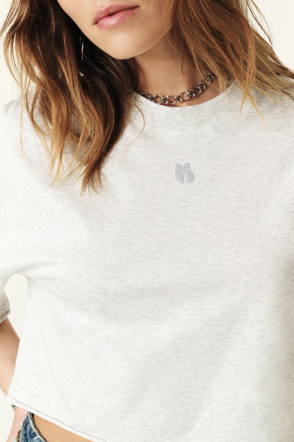 Ba&sh Tee-Shirt Manches Courtes Carla Gris