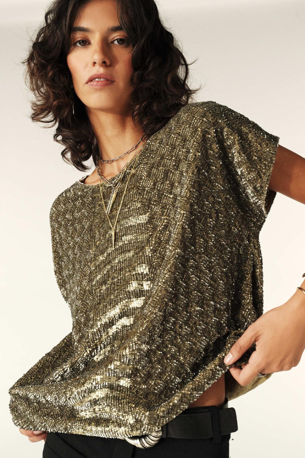 Ba&sh Tee-Shirt Manches Courtes Inna Gris