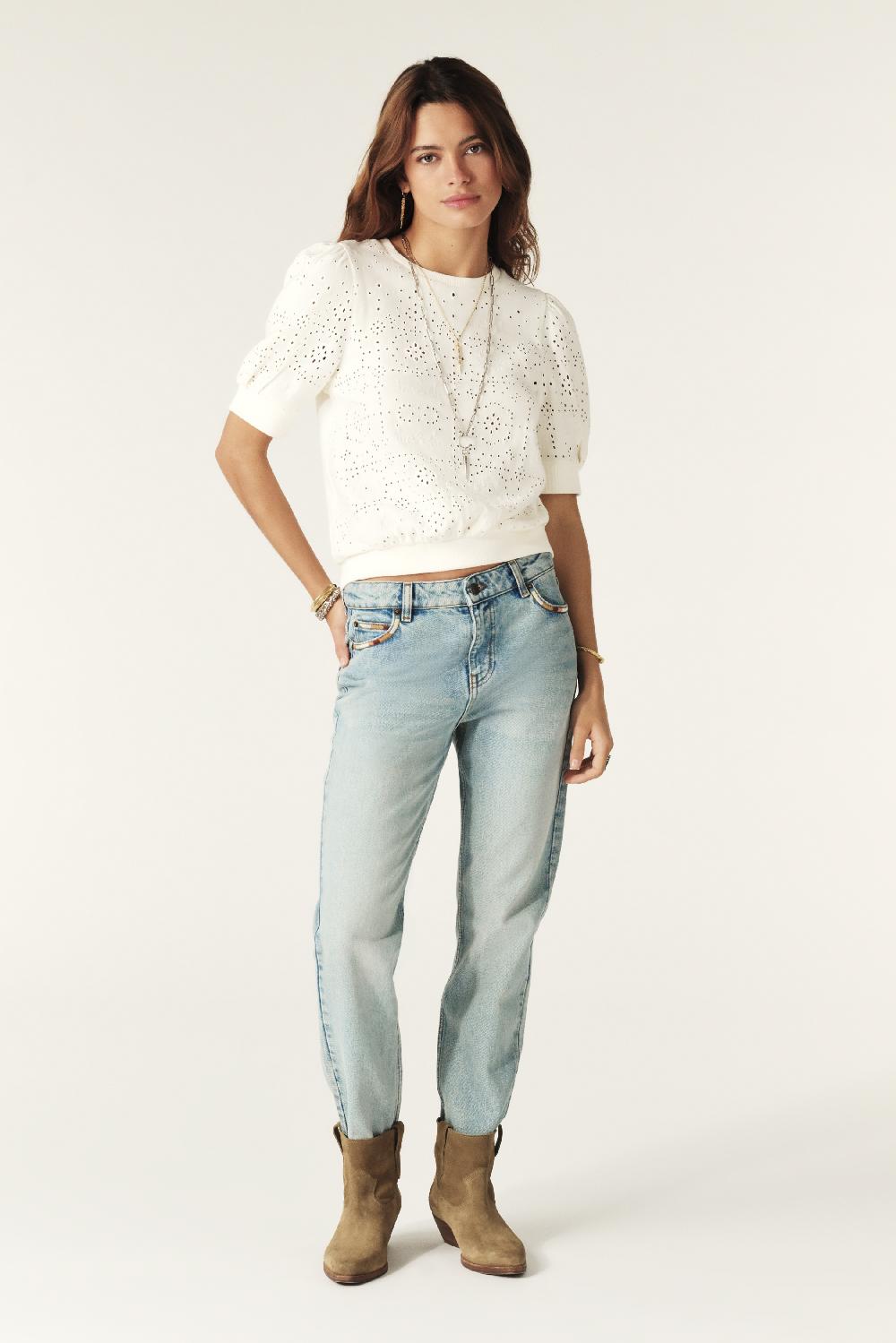 Ba&sh Tee-Shirt Manches Courtes Lael Blanc Ecru