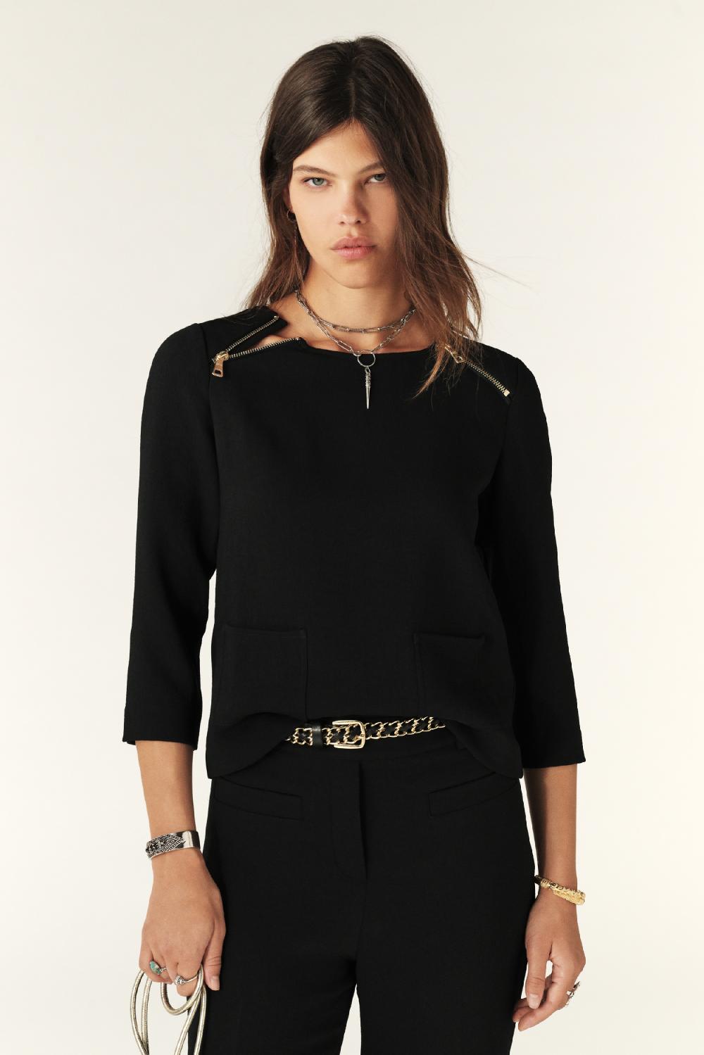 ba&sh Top Ajusté Oppies Noir