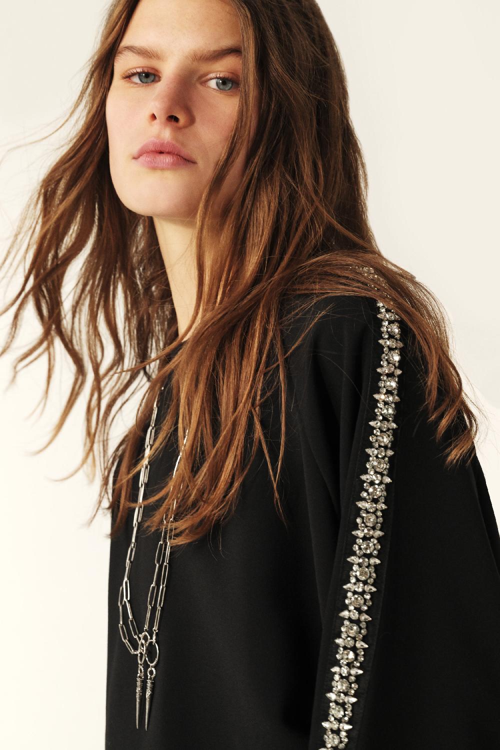 Ba&sh Top Bandes Strass Scotty Noir