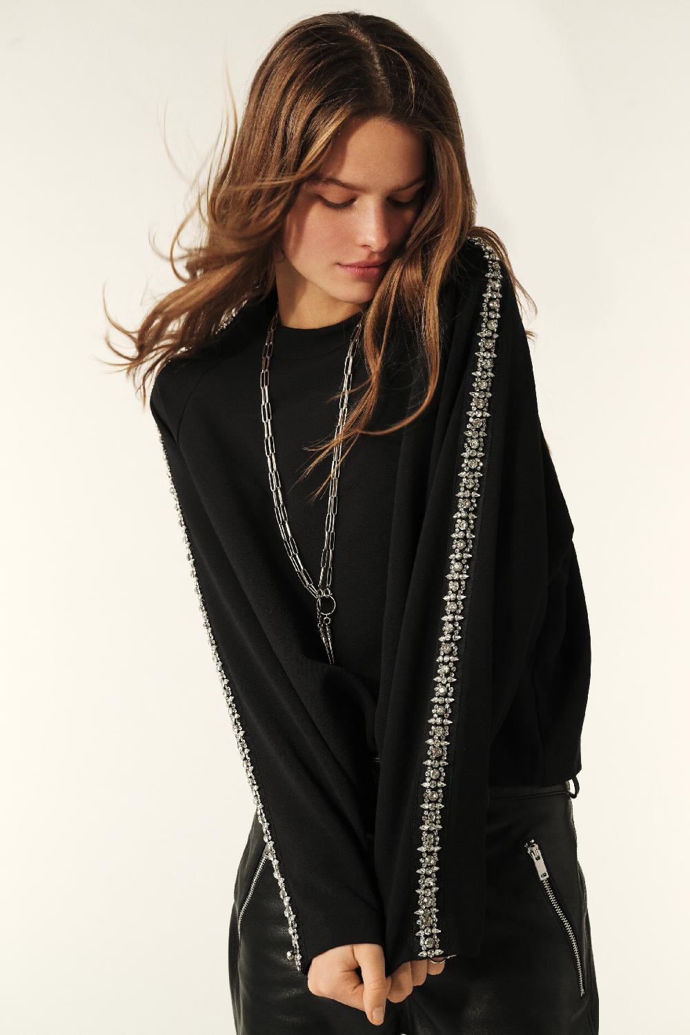 Ba&sh Top Bandes Strass Scotty Noir