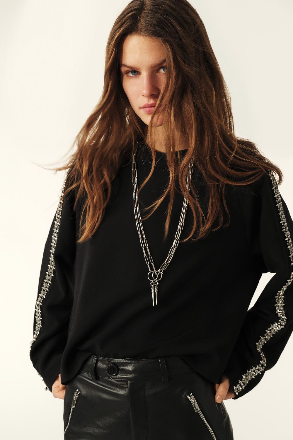 ba&sh Top Bandes Strass Scotty Noir