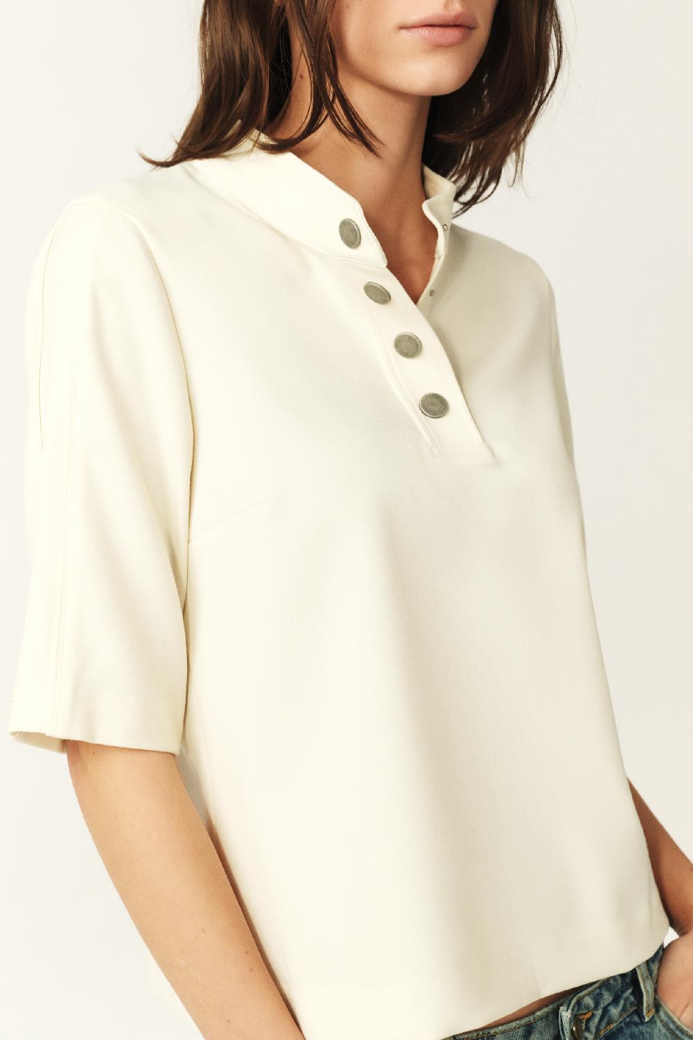 Ba&sh Top Col Montant Jimeo Blanc Ecru