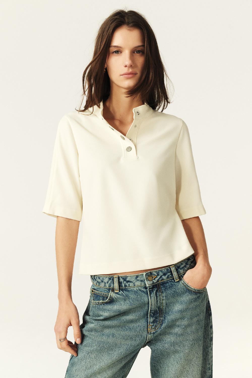 ba&sh Top Col Montant Jimeo Blanc Ecru