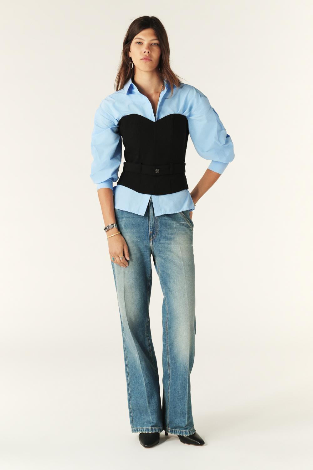 Ba&sh Top Corset Ceinturé Clady Noir