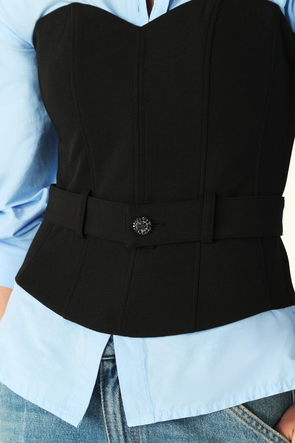 Ba&sh Top Corset Ceinturé Clady Noir