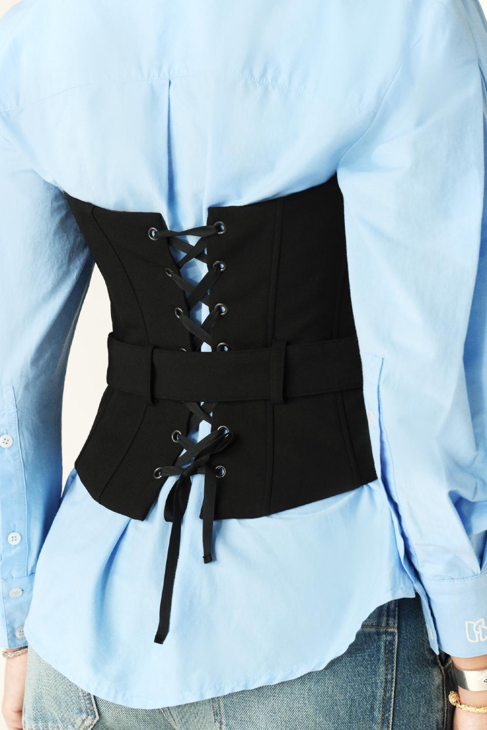 Ba&sh Top Corset Ceinturé Clady Noir