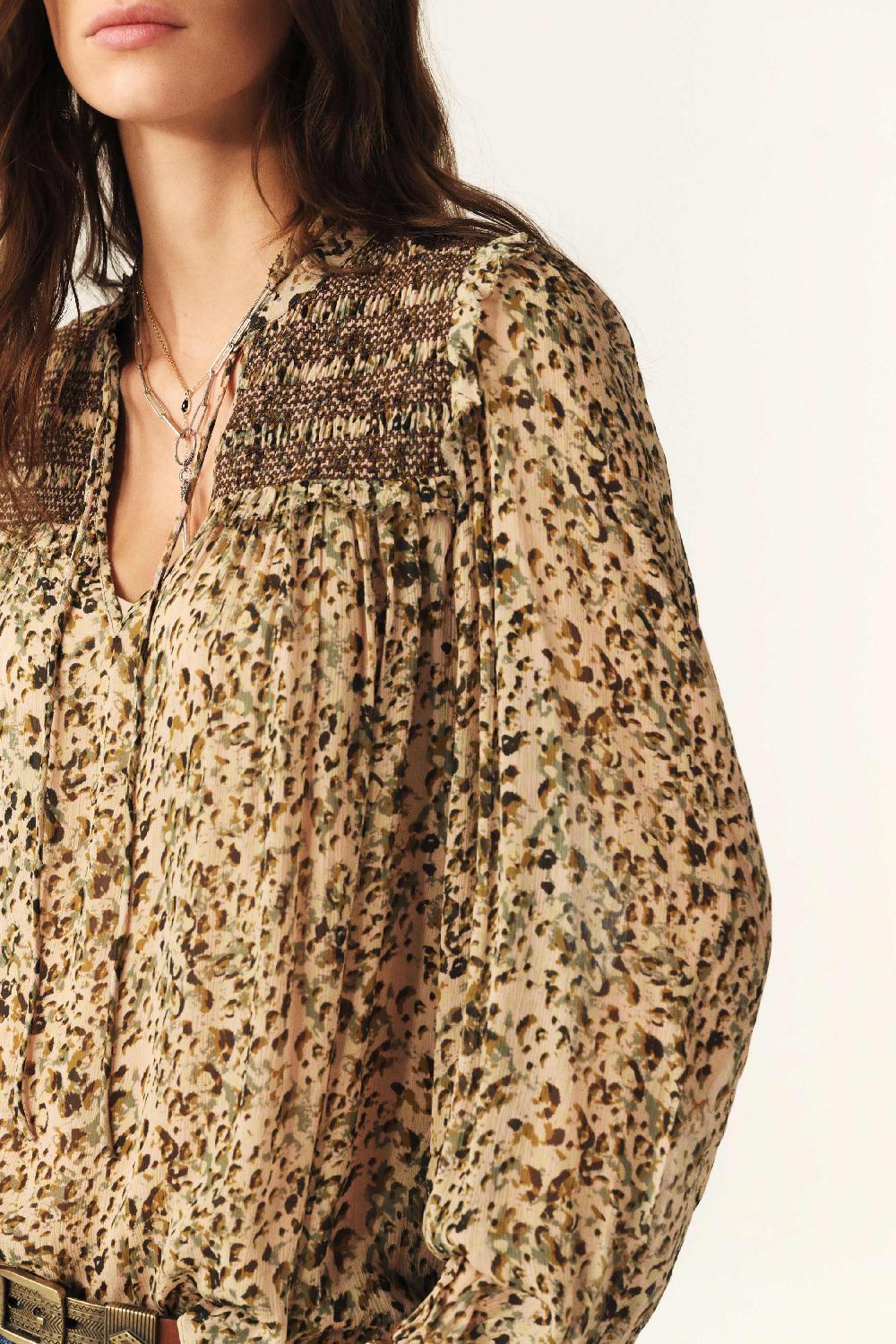 Ba&sh Top Effet Smocké Capucine Blanc Ecru