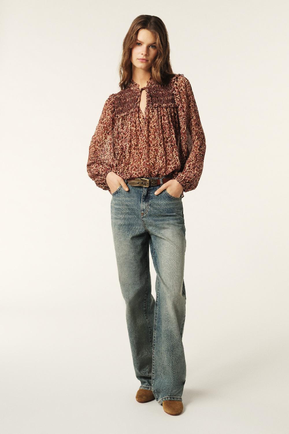 Ba&sh Top Effet Smocké Capucine Rose