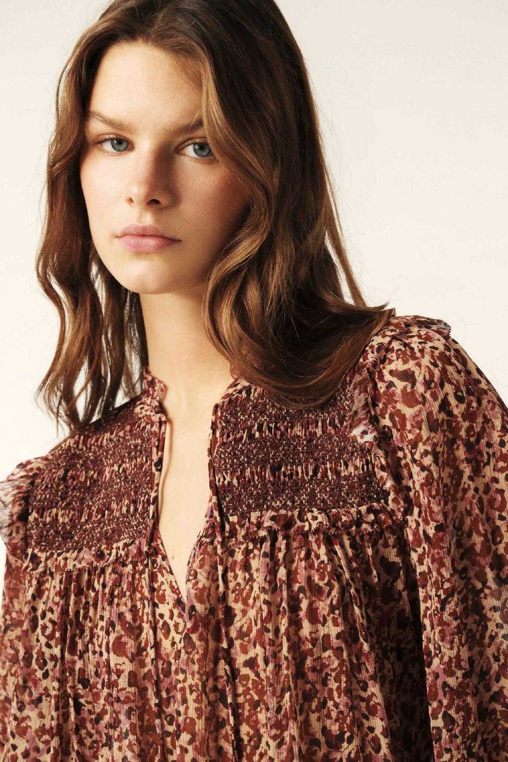 Ba&sh Top Effet Smocké Capucine Rose