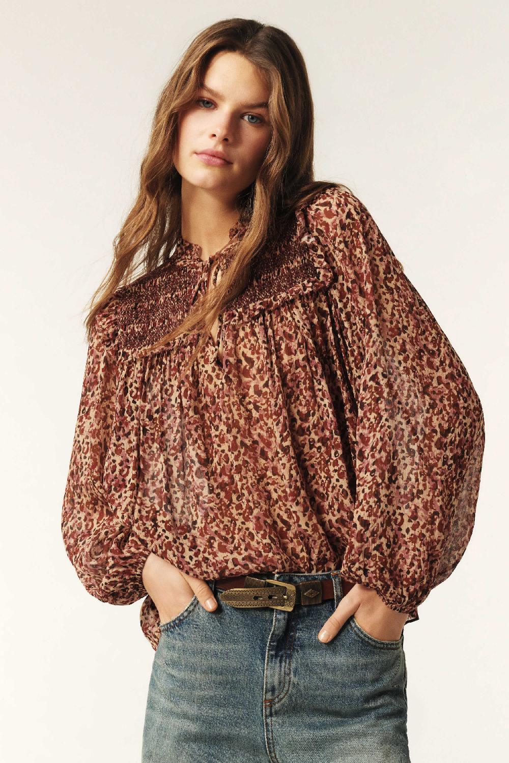 ba&sh Top Effet Smocké Capucine Rose