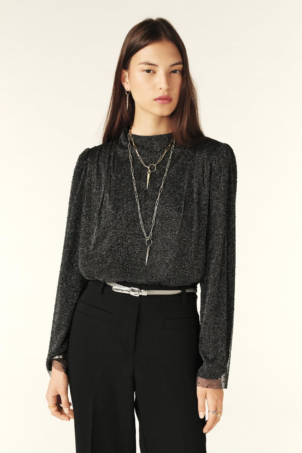 Ba&sh Top En Tulle Raba Carbone