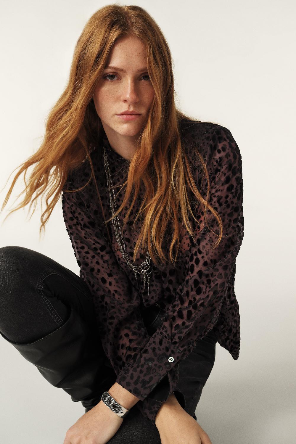 Ba&sh Top Fluide Manches Longues Dionysos Prune