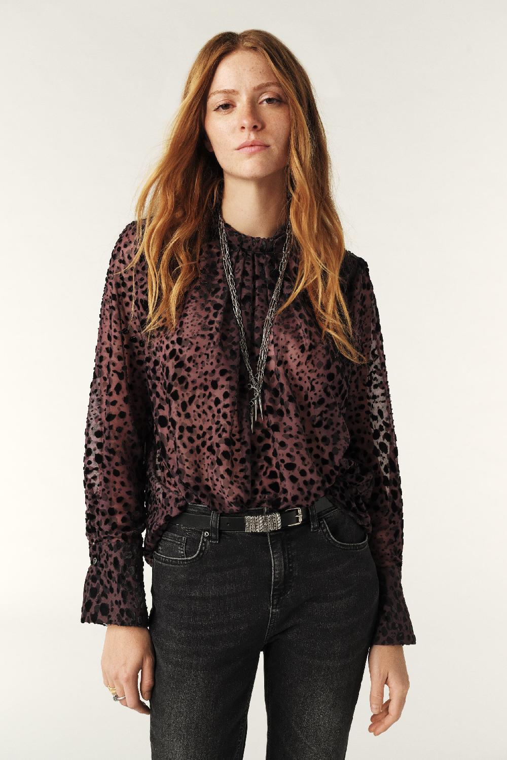 Ba&sh Top Fluide Manches Longues Dionysos Prune