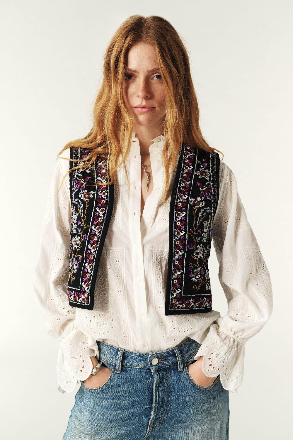 Ba&sh Top Forme Gilet Coco Bleu Nuit