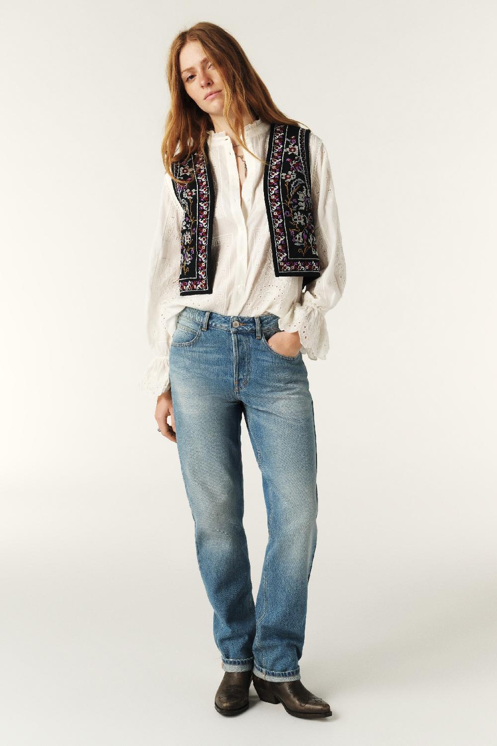 Ba&sh Top Forme Gilet Coco Bleu Nuit