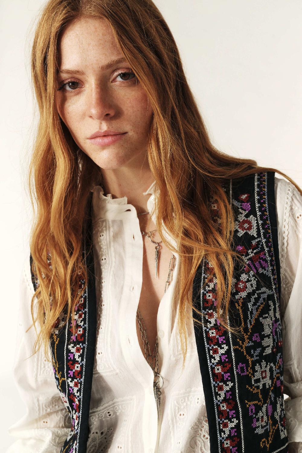 Ba&sh Top Forme Gilet Coco Bleu Nuit