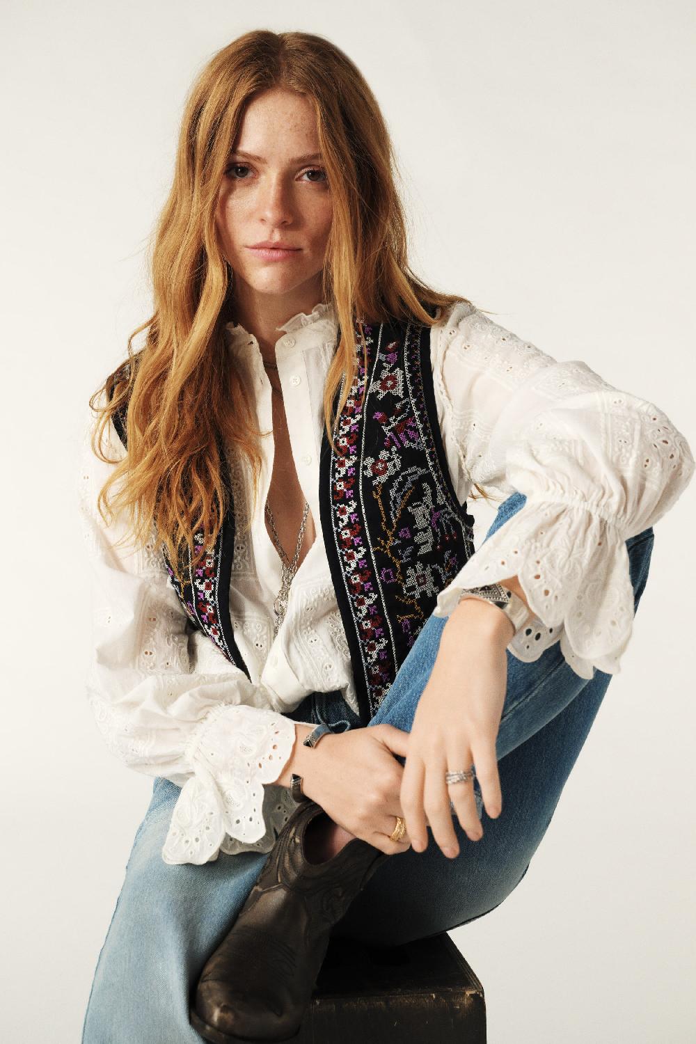 ba&sh Top Forme Gilet Coco Bleu Nuit