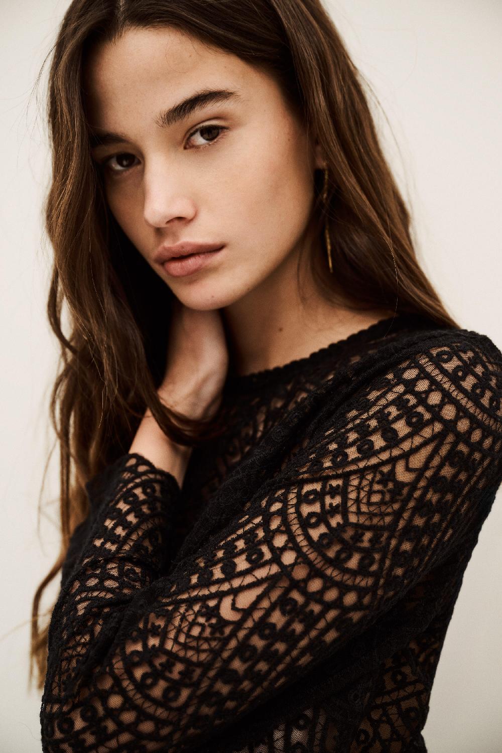 ba&sh Top Manches 3/4 Giovani Noir