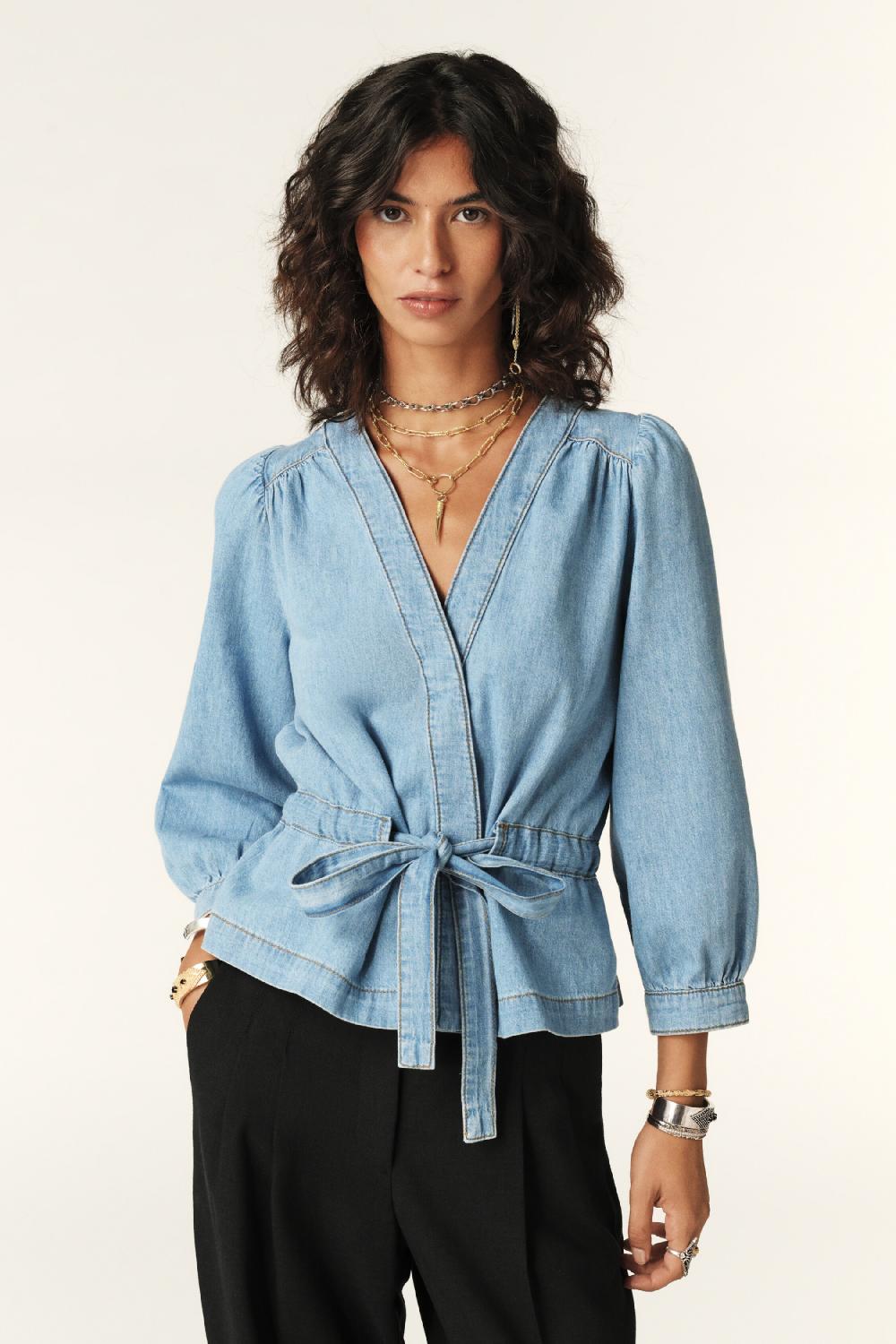 ba&sh Top Manches Longues Lavina Bleu