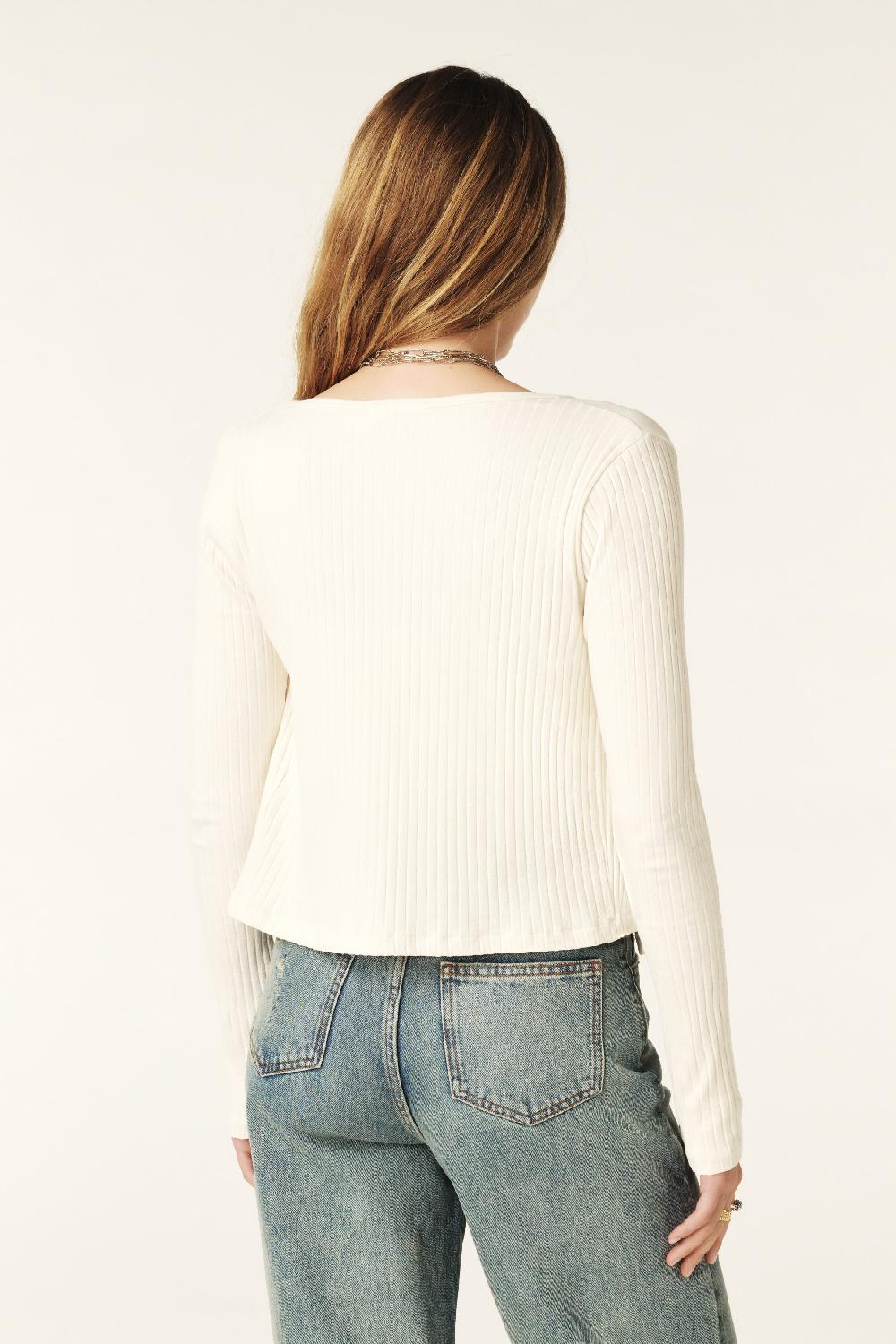 Ba&sh Top Manches Longues Tan Blanc Ecru