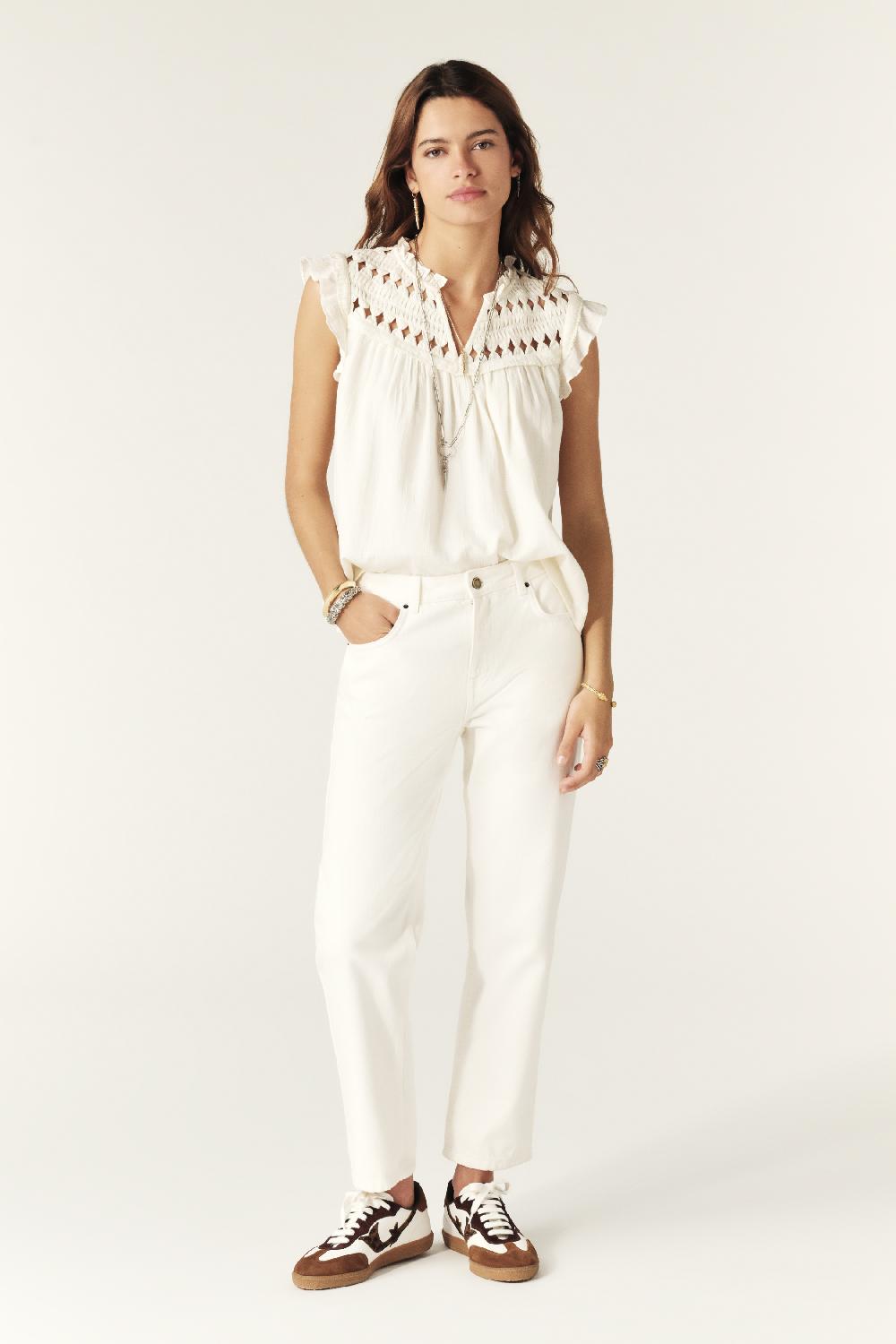 Ba&sh Top Sans Manches Bachus Blanc Ecru