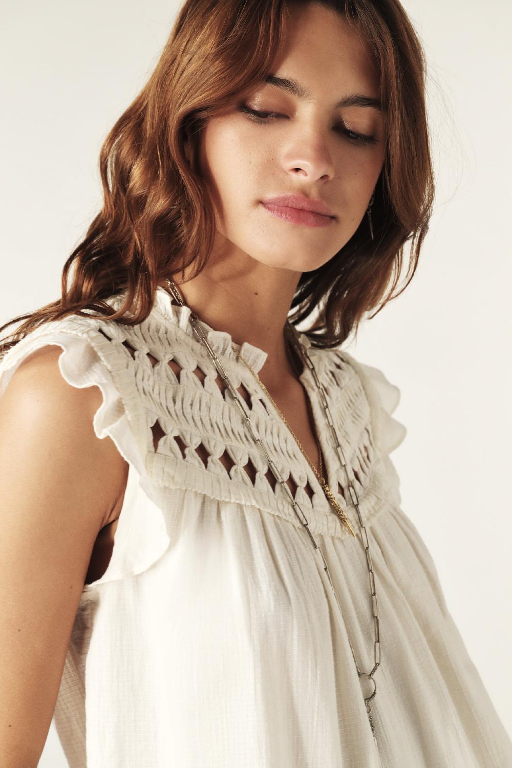 Ba&sh Top Sans Manches Bachus Blanc Ecru