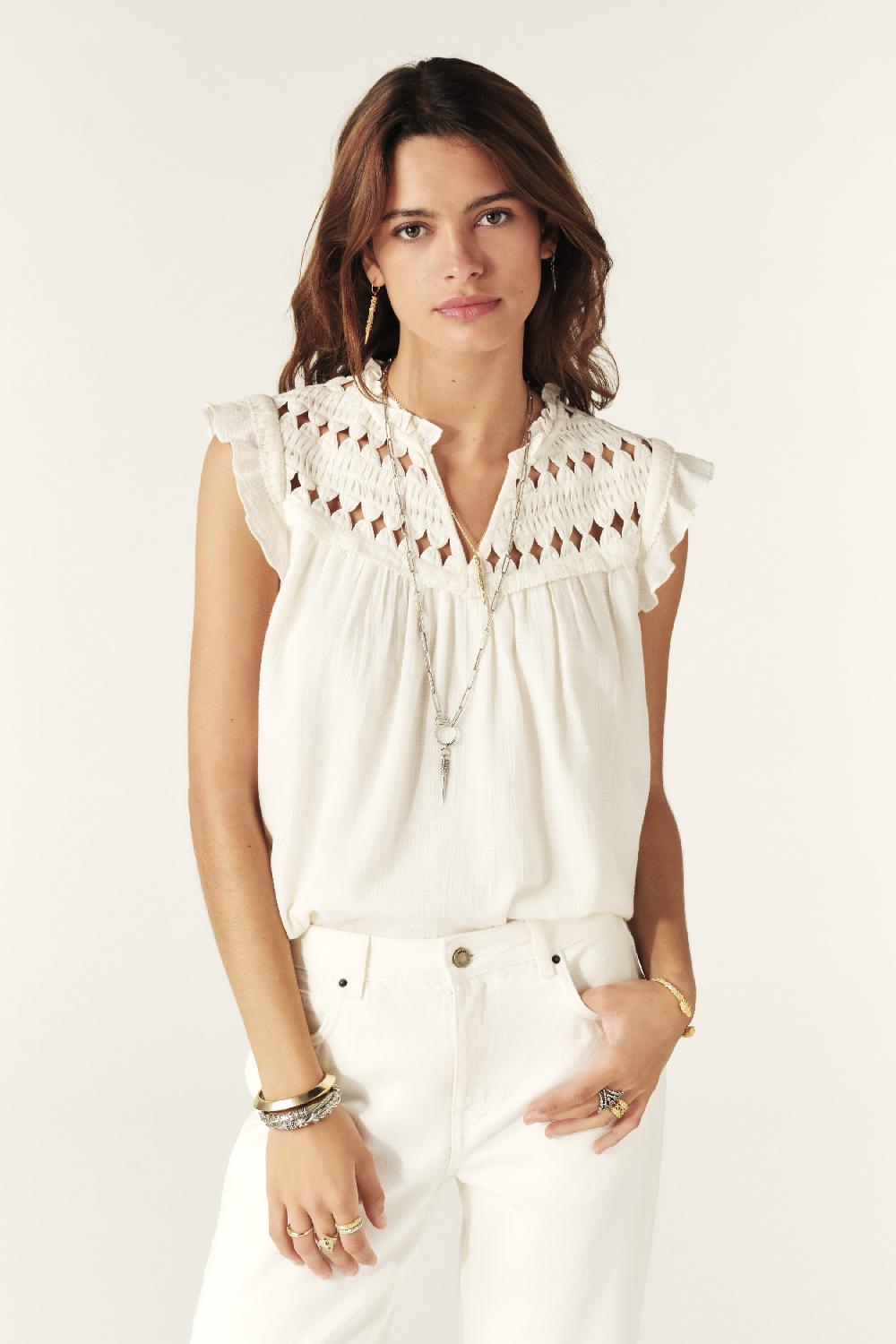 Ba&sh Top Sans Manches Bachus Blanc Ecru