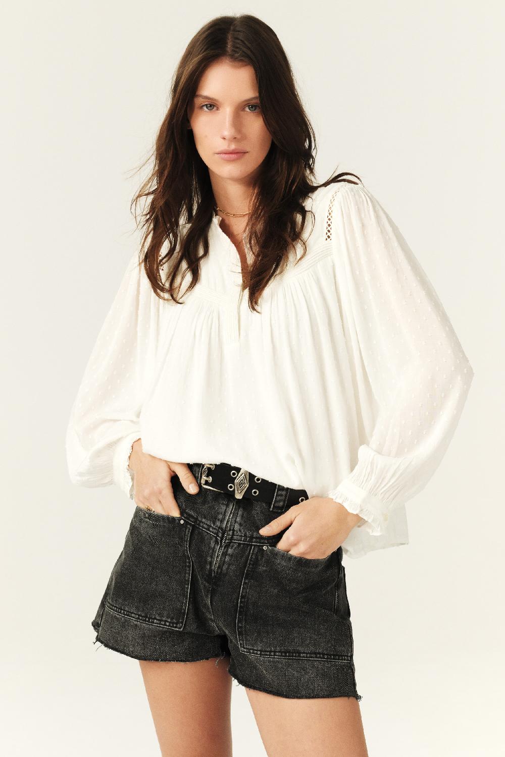 ba&sh Top Style Blouse Pintor Blanc Ecru