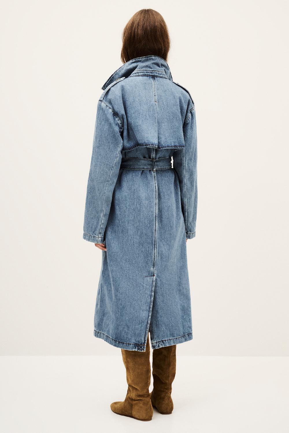 Ba&sh Trench Long En Denim Tresca Bleu