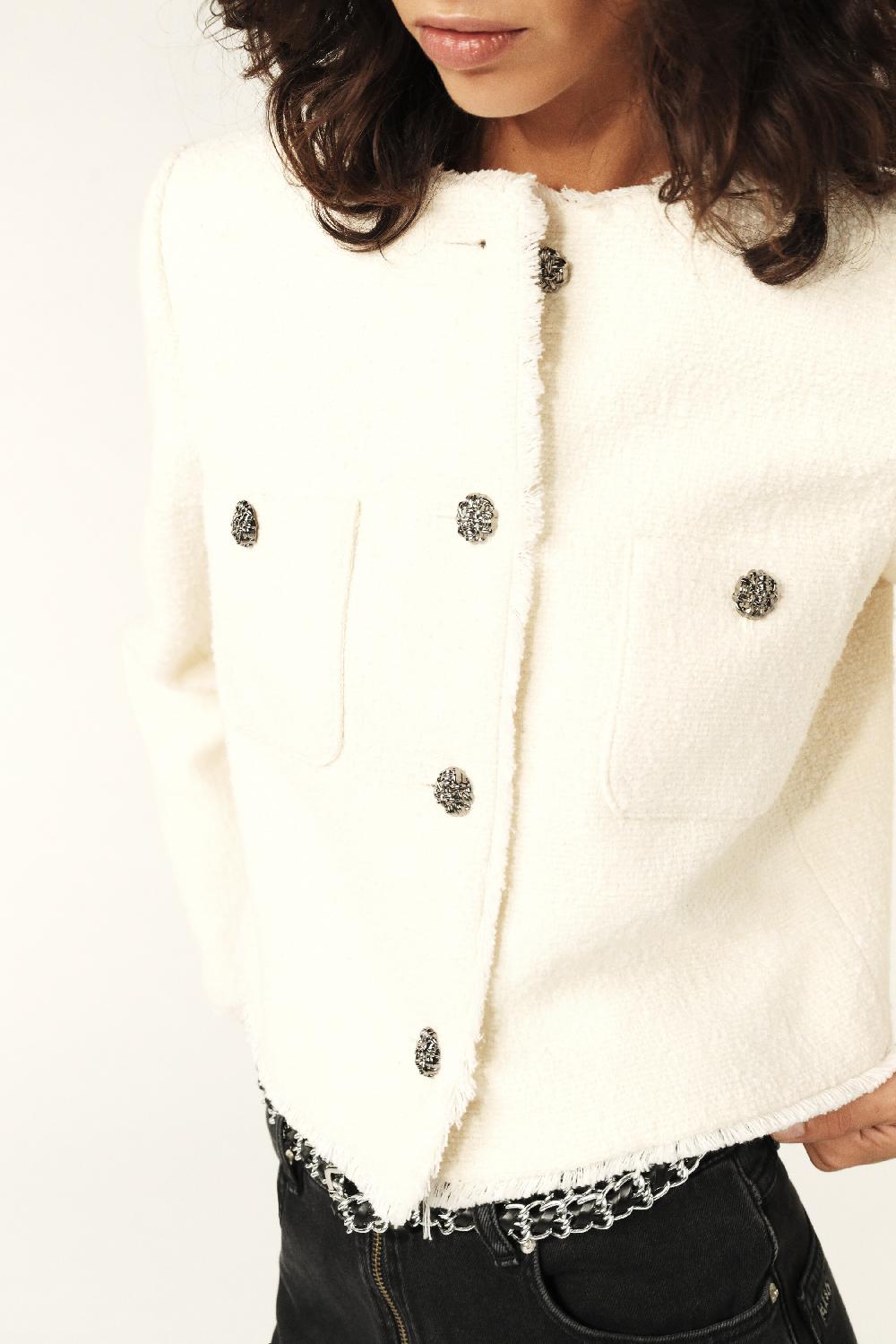 Ba&sh Veste Bords EffilochéS Mera Blanc Ecru