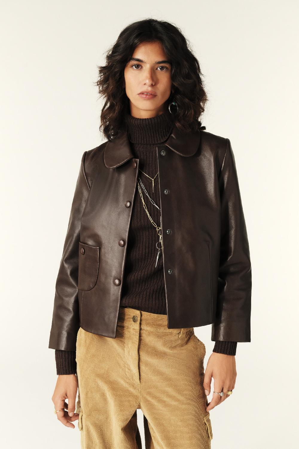 Ba&sh Veste Col Claudine Milos Marron