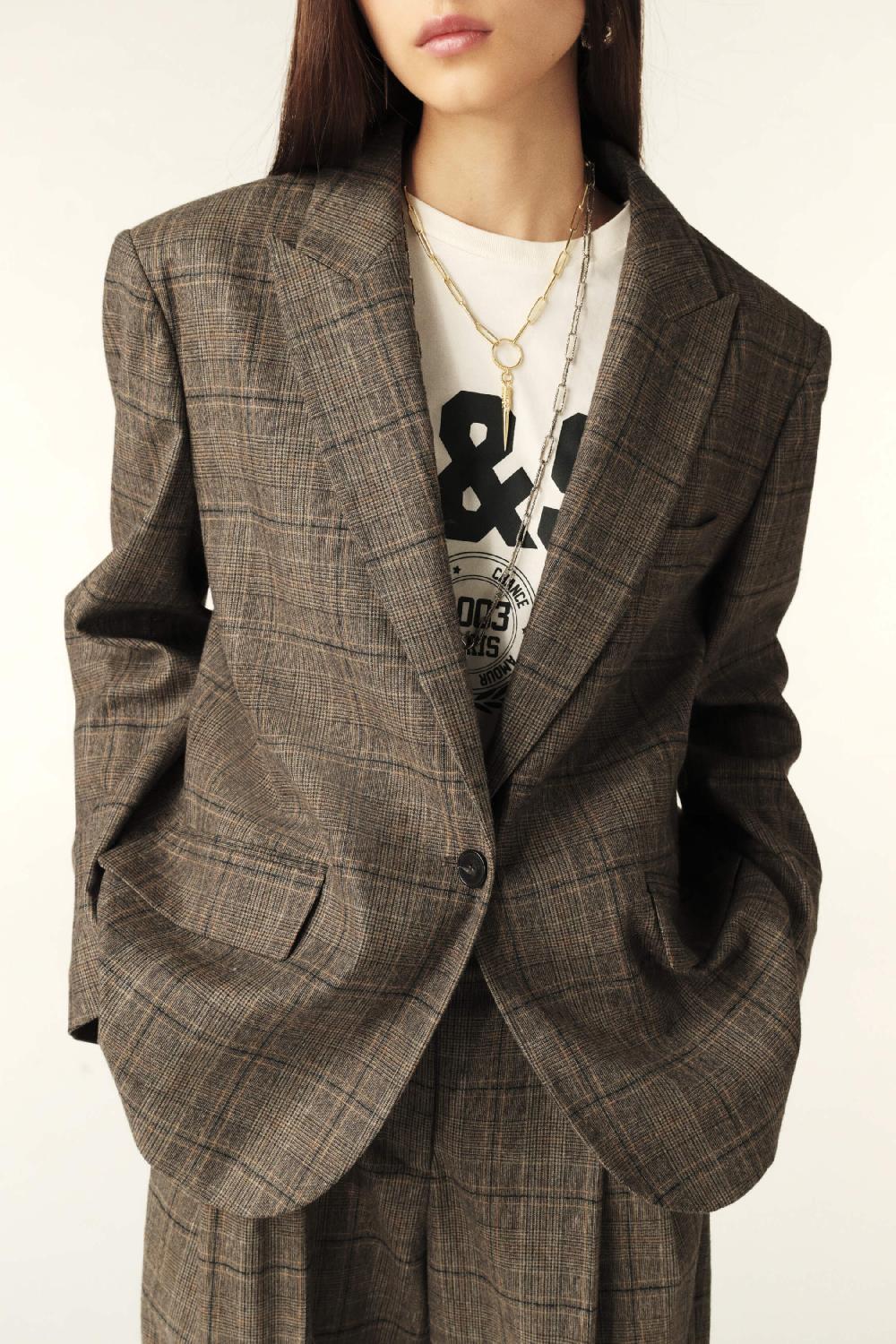 Ba&sh Veste Costume Oversize Ceecee Marron