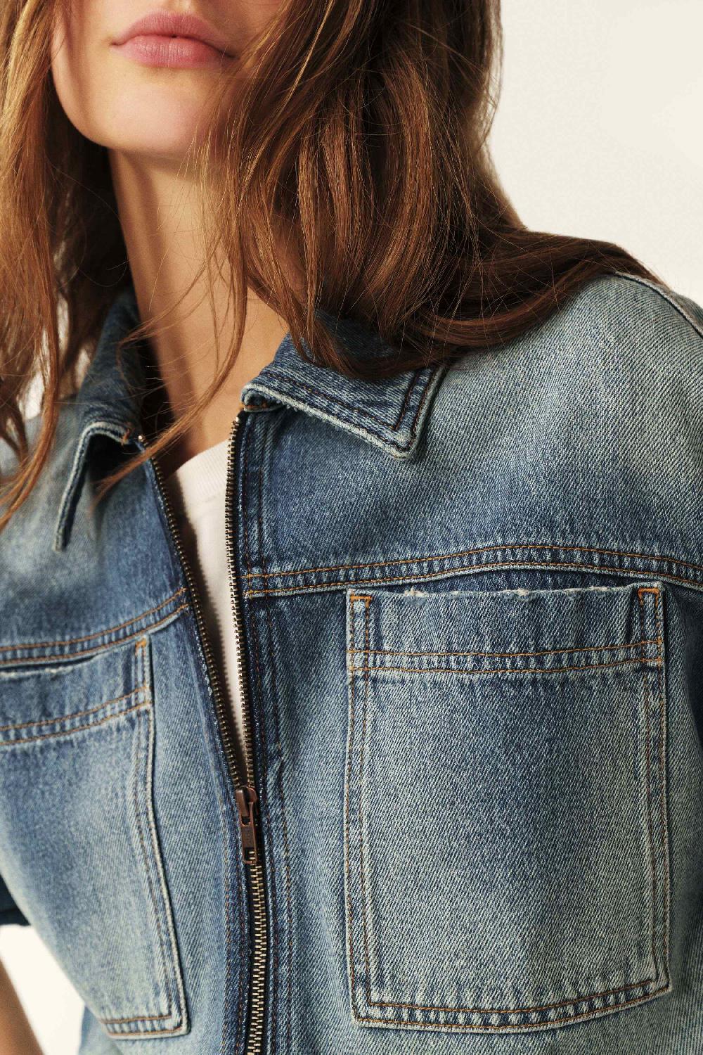 Ba&sh Veste Courte Denim Vinciane Bleu