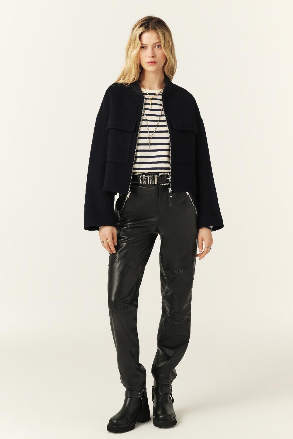 Ba&sh Veste Courte Droite Philippa Marine