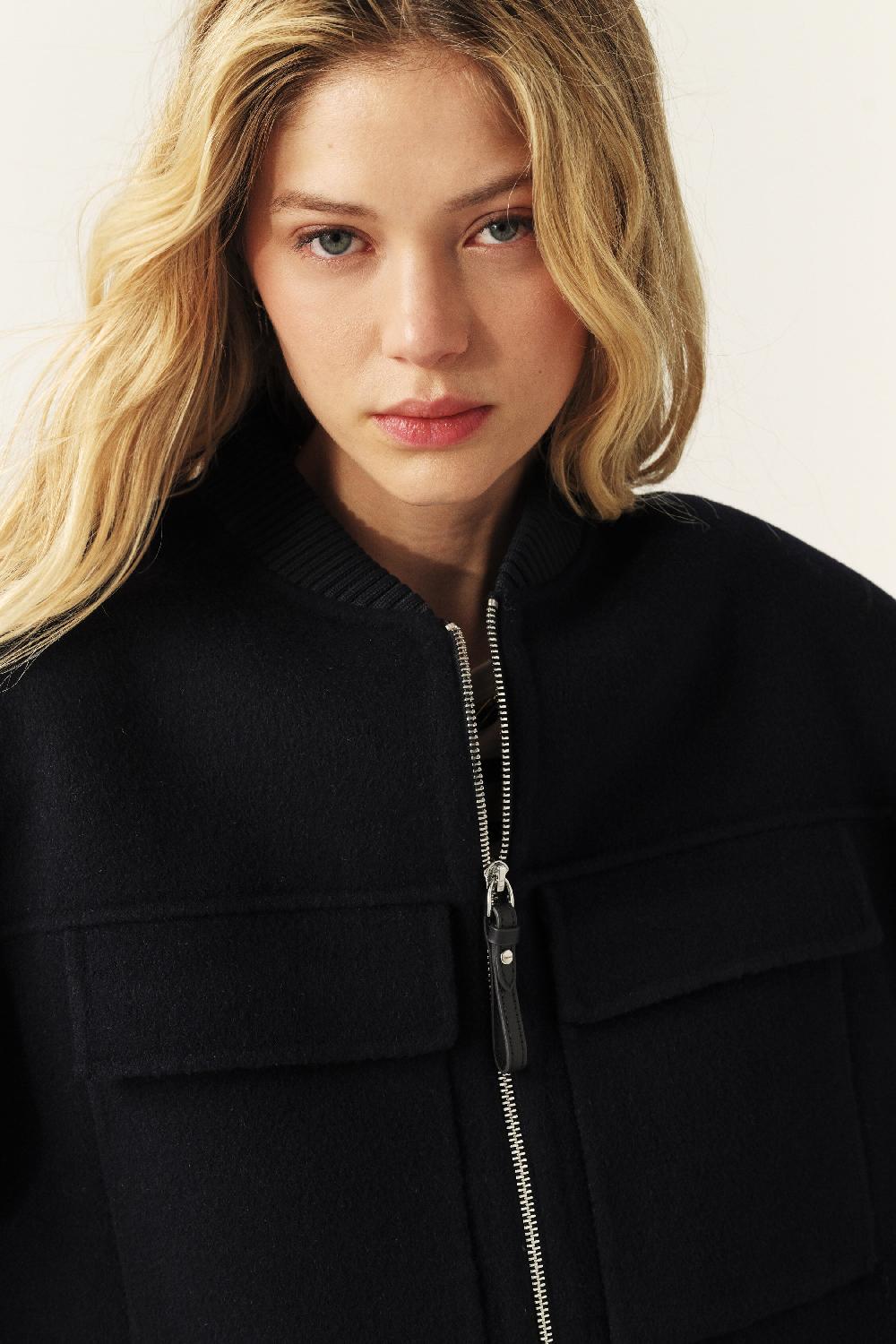 Ba&sh Veste Courte Droite Philippa Marine