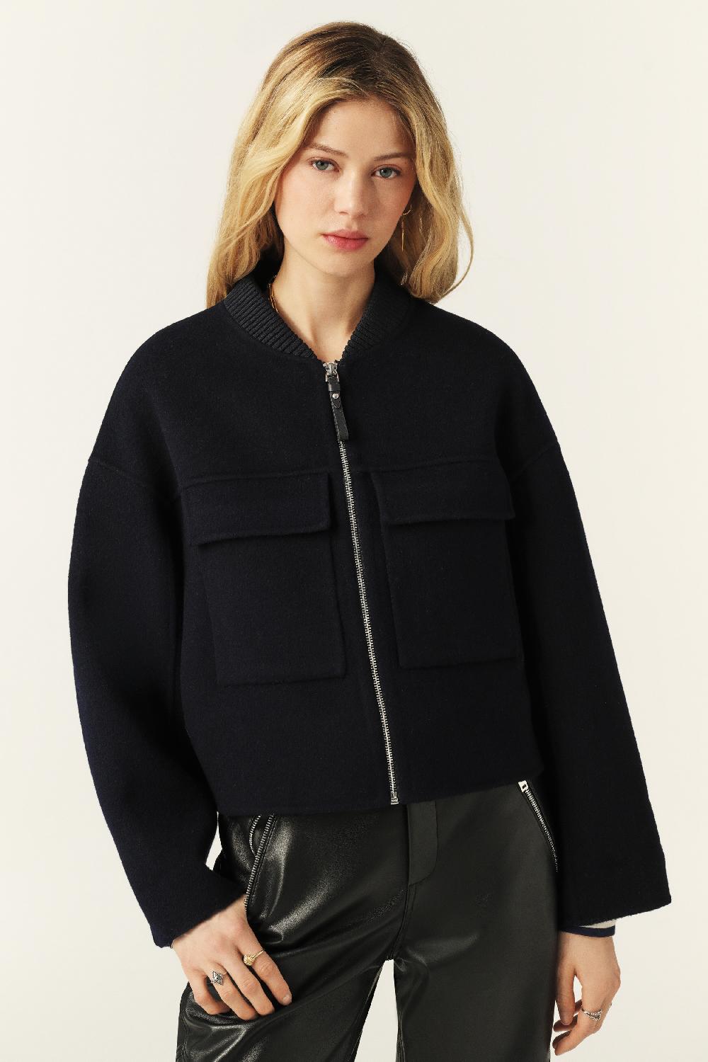 ba&sh Veste Courte Droite Philippa Marine