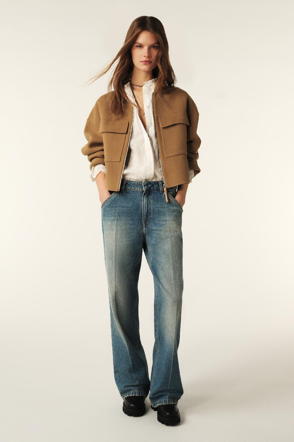 Ba&sh Veste Courte Droite Philippa Marron