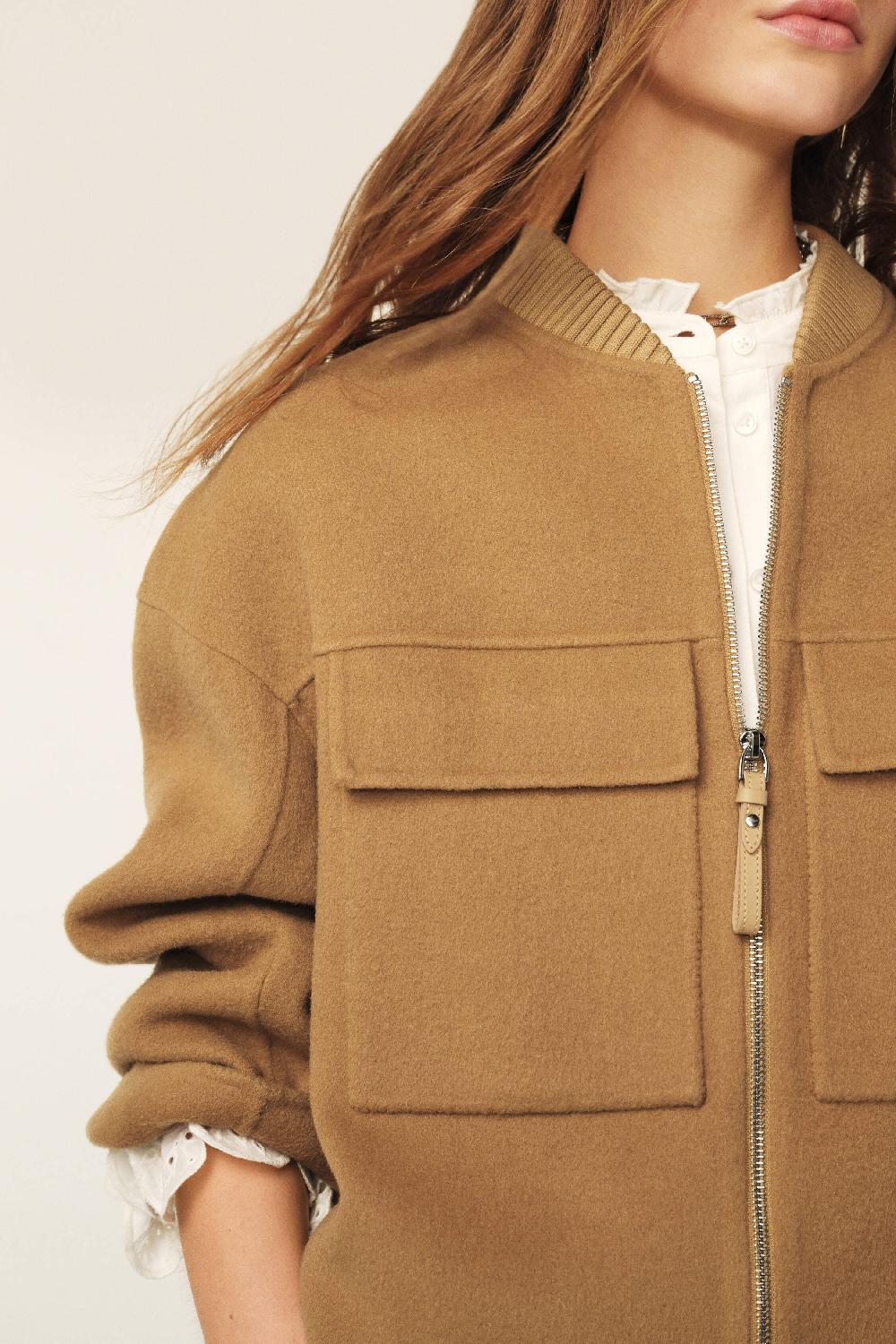 Ba&sh Veste Courte Droite Philippa Marron