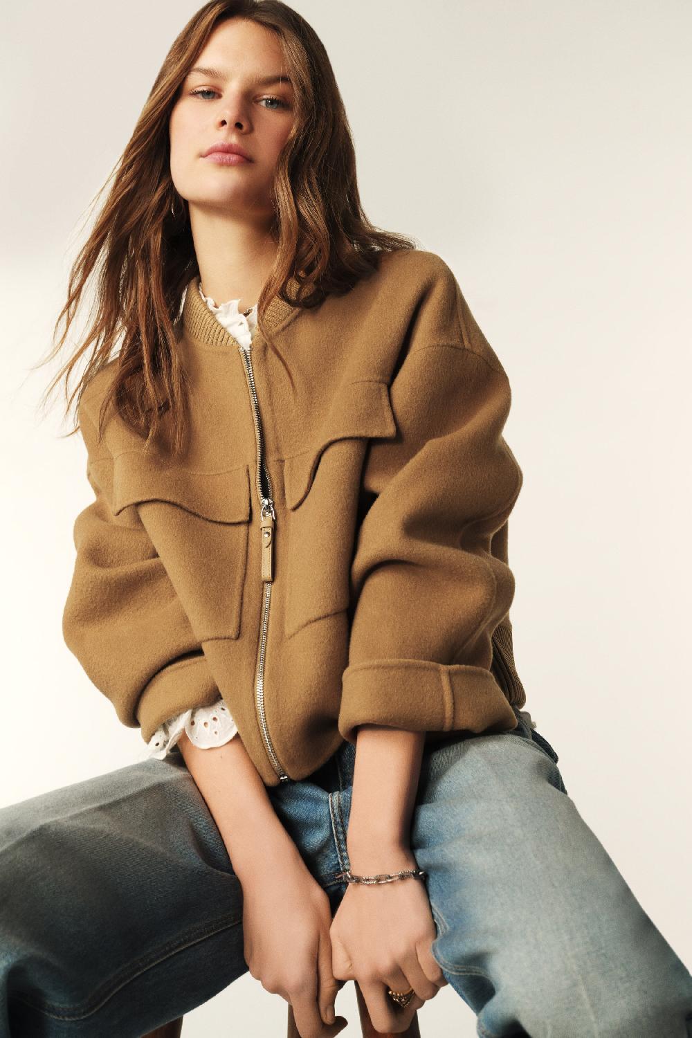 Ba&sh Veste Courte Droite Philippa Marron