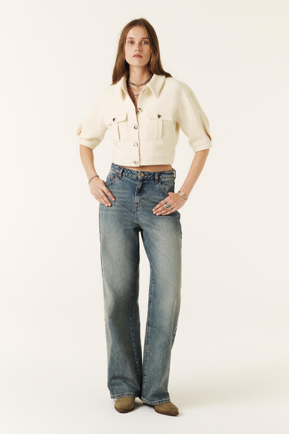 Ba&sh Veste Courte Paleo Blanc Ecru