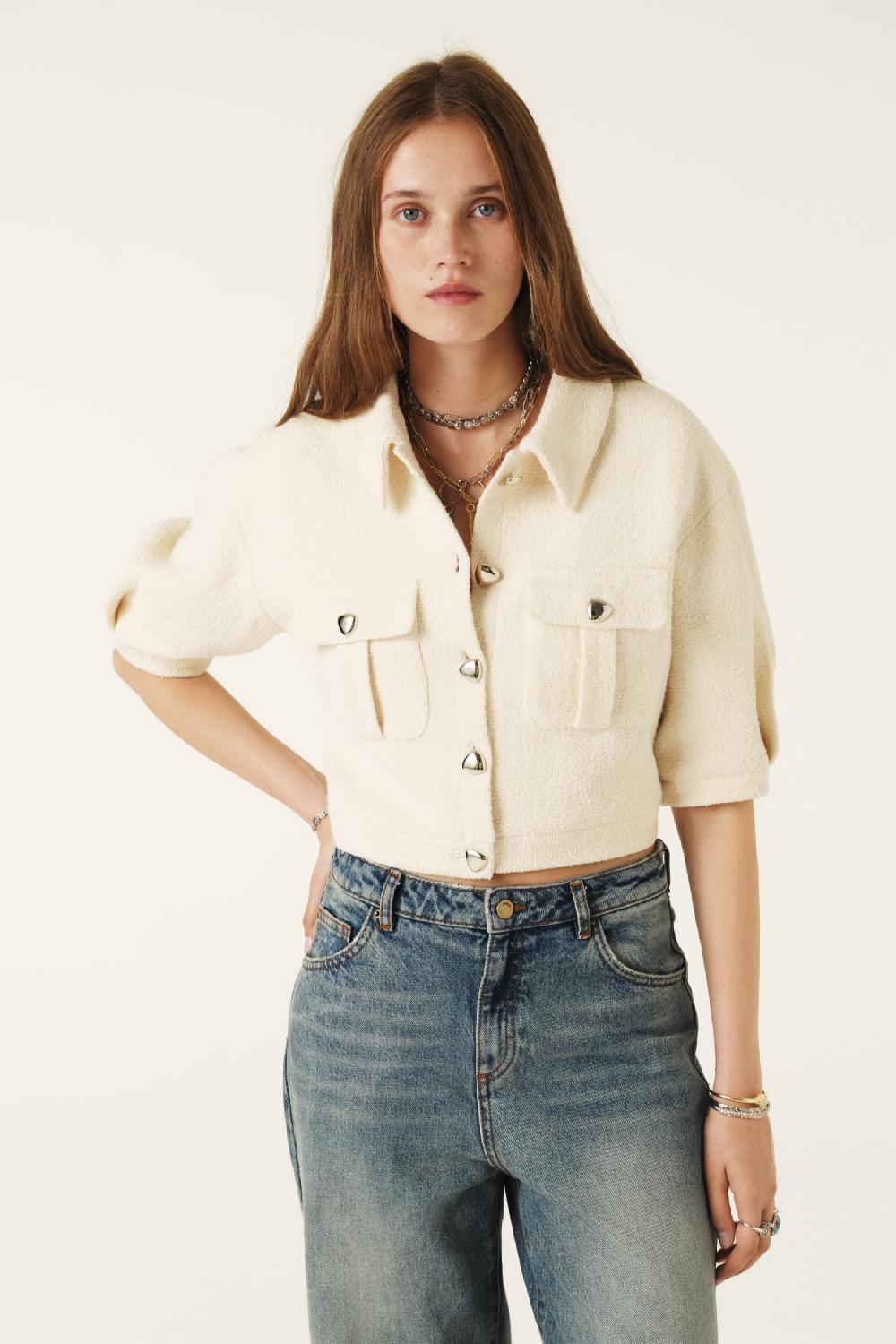 ba&sh Veste Courte Paleo Blanc Ecru