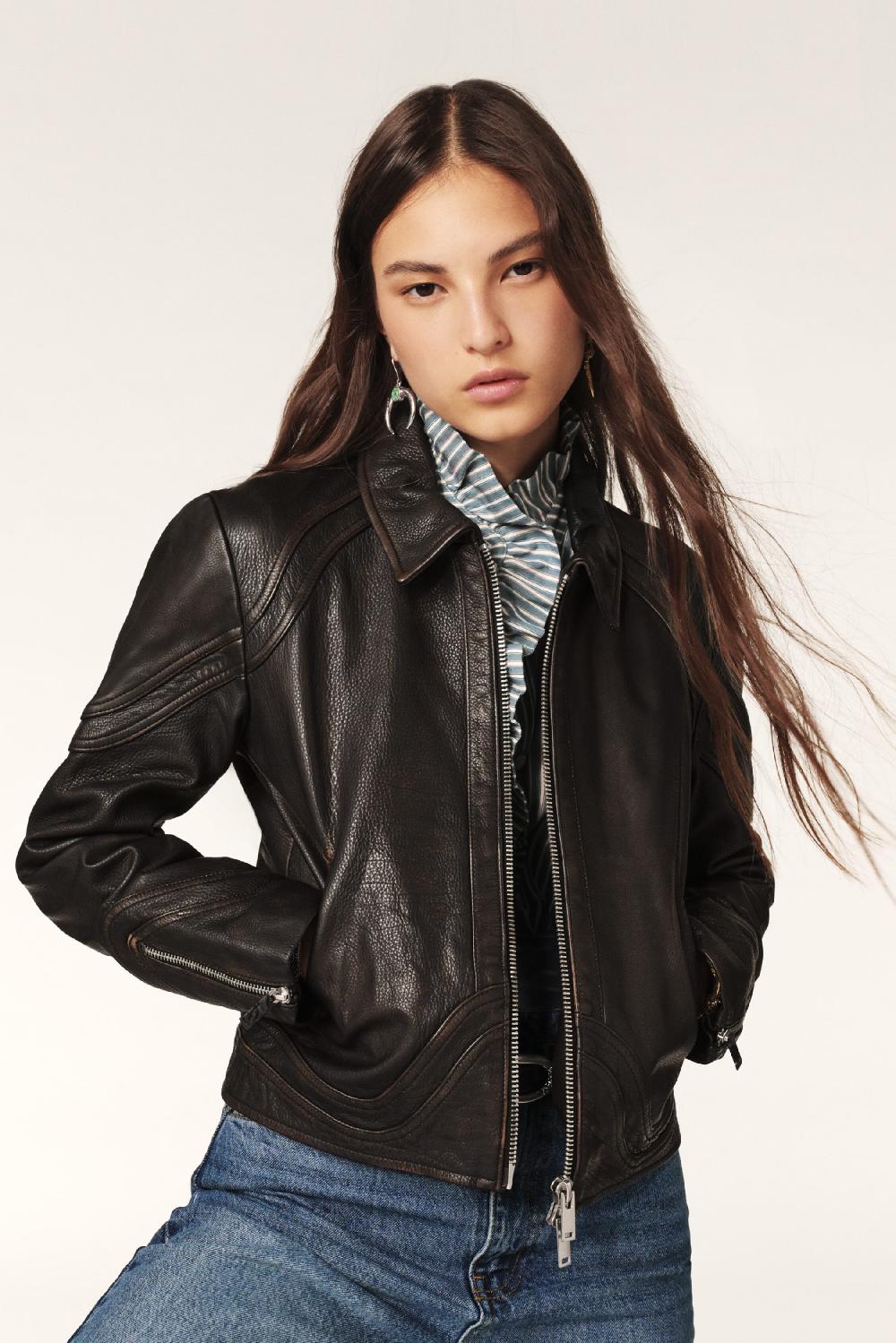 Ba&sh Veste Courte ZippéE Constance Marron