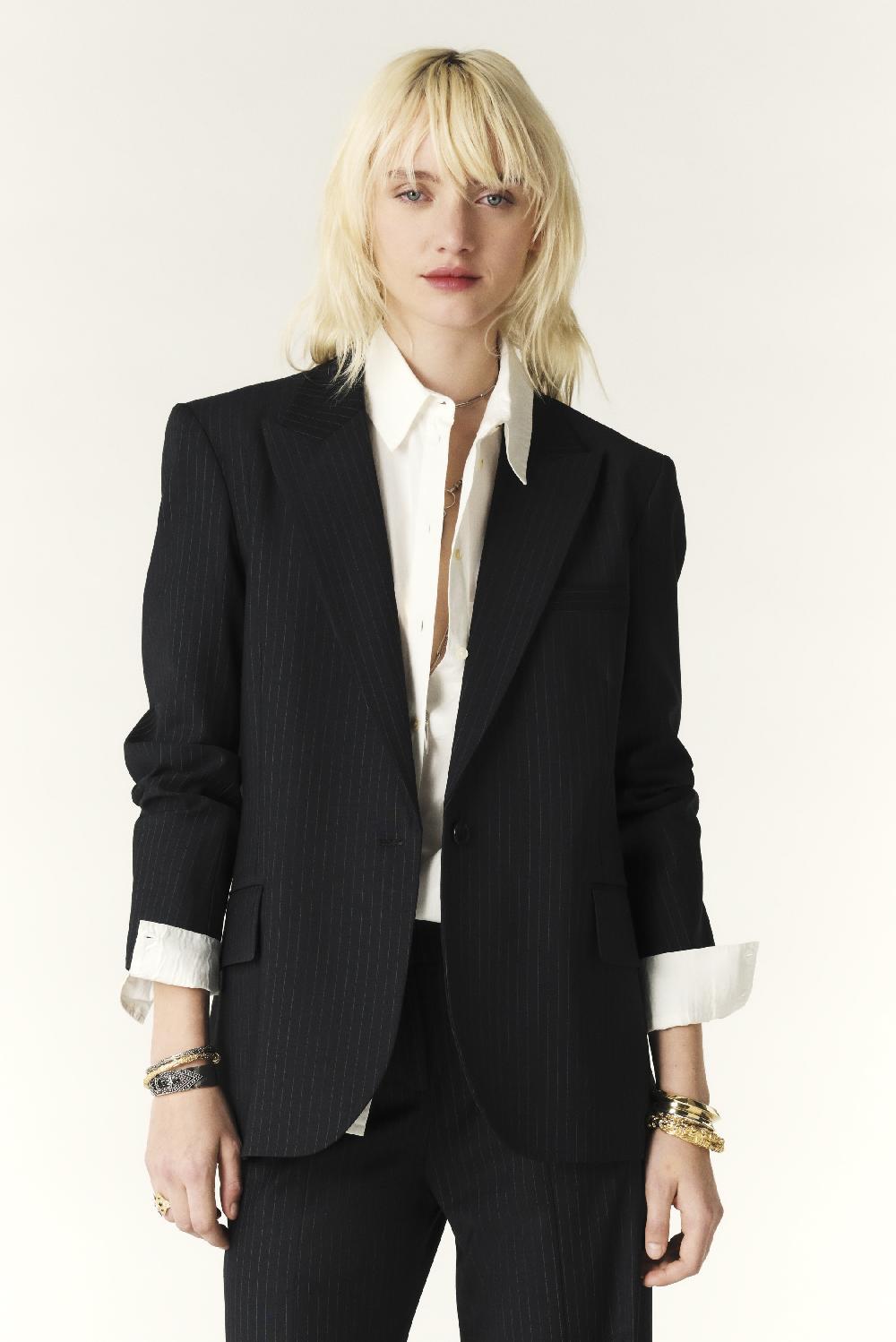 Ba&sh Veste FaçOn Costume Payne Bleu Nuit